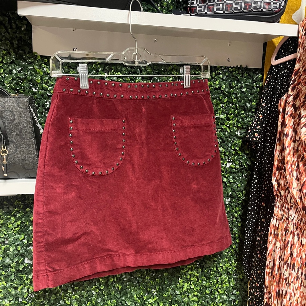 Mossimo Supply Co. Burgundy Studded Mini Skirt